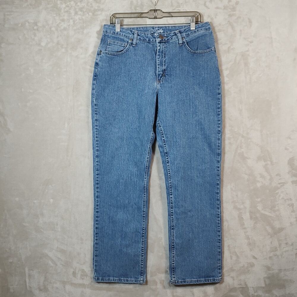 Women's Riders by Lee Blue Denim Jeans Mid-Rise Size 14M Straight Leg 5 Pockets